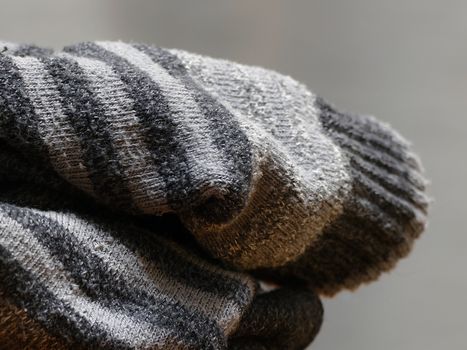 a pair of gray woolen socks