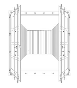 Open Empty Cargo Container. Wire-frame style. 3d illustration