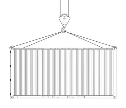 Cargo container on white background. Wire-frame style. 3d illustration