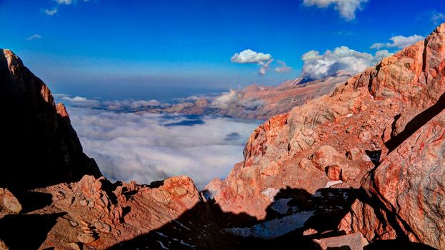 Sunset Panorama of Schalbus-Dag mountain at Dagestan, Caucasus Russia