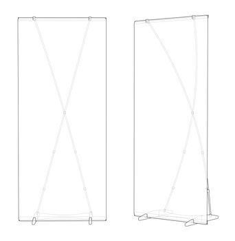 Standing board sketch. 3d illustration. Wire-frame style