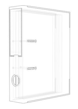 Document folder sketch. 3d illustration. Wire-frame style