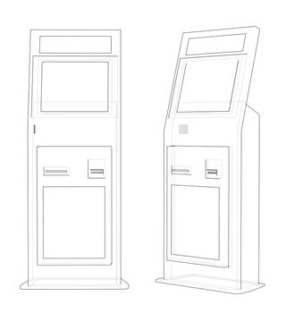 Display advertising sketch. 3d illustration. Wire-frame style