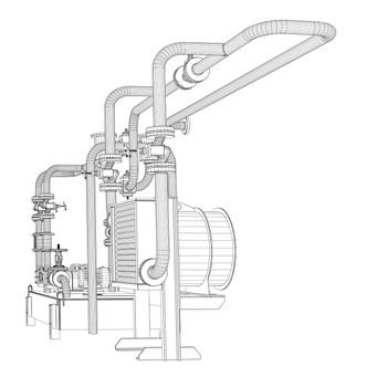 Wire-frame industrial equipment of oil pump. 3D Illustration