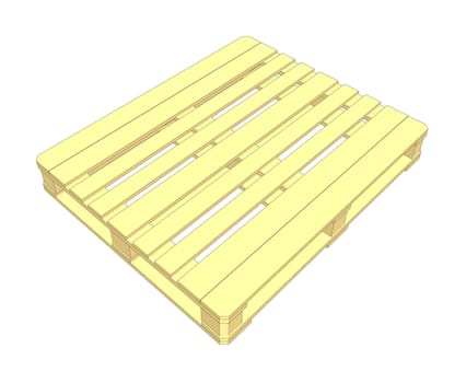 Wooden pallet on white background. 3d illustration