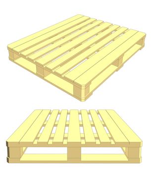 Set of wooden pallet on white background. 3d illustration