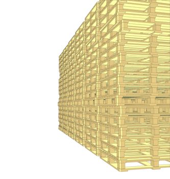 Wooden pallets. Isolated on white. 3d illustration