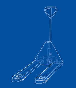 Hand pallet truck. 3d illustration. Wire-frame style