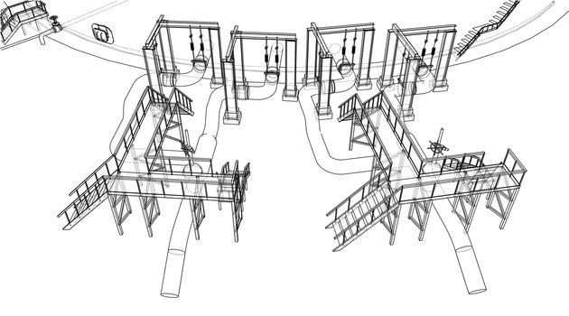 Oil storage tank. 3d illustration. Wire-frame style