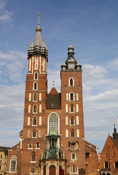 Church of Our Lady Assumed into Heaven (Saint Mary Church), a Brick Gothic church at Main Market Square in Krakow, Poland