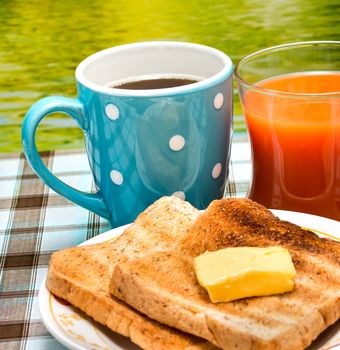 Outdoor Breakfast Toast Indicating Morning Meal And Restaurants