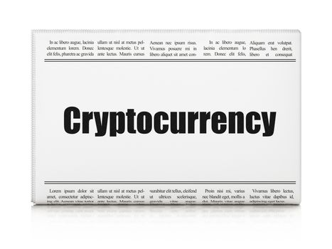 Banking concept: newspaper headline Cryptocurrency on White background, 3D rendering