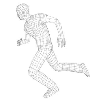 Wire frame running man. 3d illustration. Technology concept