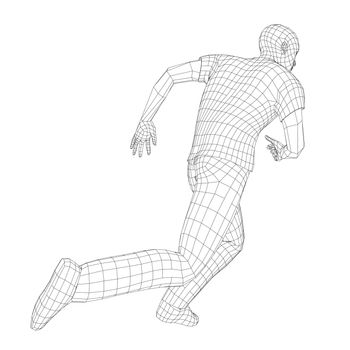 Wire frame running man. 3d illustration. Technology concept