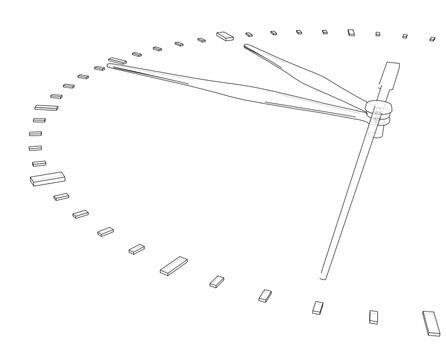 Clock face. Perspective view. 3d illustration. Wire-frame style