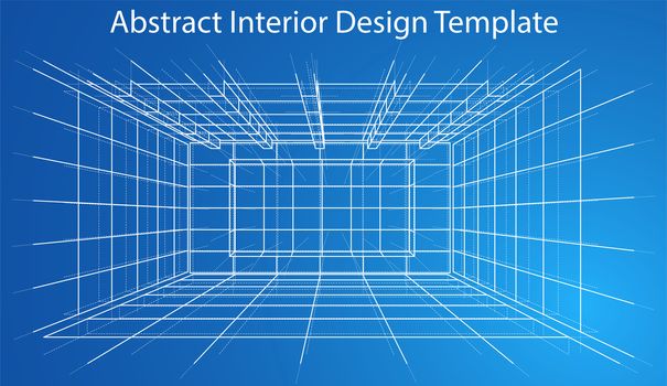 Abstract Wireframe Interior. Sketch Style. 3D Illustration