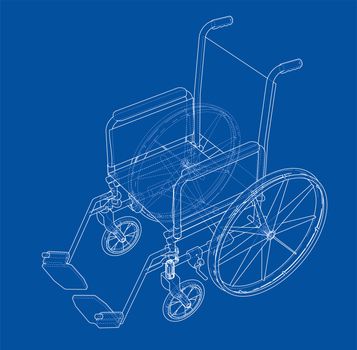 Sketch of wheelchair. 3d illustration. Wire-frame style