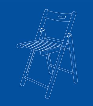 Folding chair sketch. 3d illustration. Wire-frame style