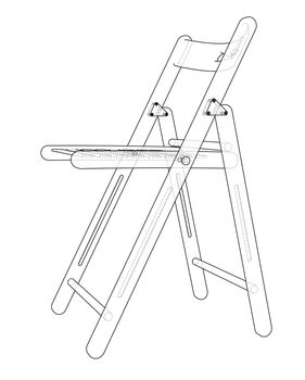 Folding chair sketch. 3d illustration. Wire-frame style