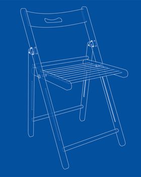 Folding chair sketch. 3d illustration. Wire-frame style