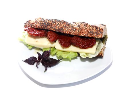 Freshness delicious sandwich on plate against white background