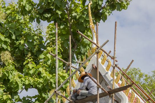 Workers are building temples