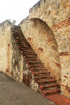Ancient brick staircase in Santo Domingo. Dominican Republic
