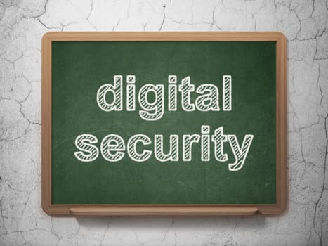 Privacy concept: text Digital Security on Green chalkboard on grunge wall background, 3D rendering