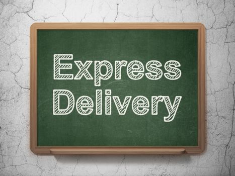 Finance concept: text Express Delivery on Green chalkboard on grunge wall background, 3D rendering