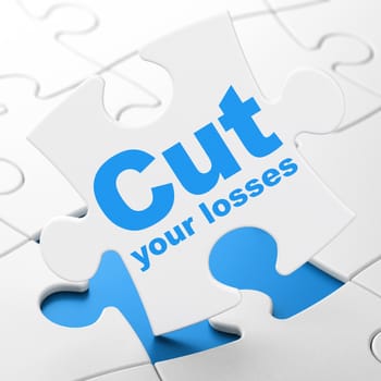 Business concept: Cut Your losses on White puzzle pieces background, 3D rendering