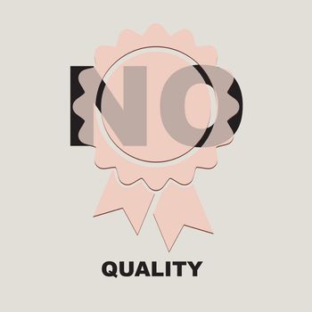 Badge with a ribbon closes the word no and creates a low-quality - high-quality