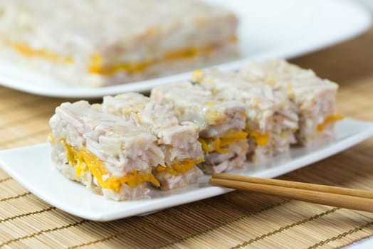 Chinese style homemade steamed yam pumpkin cake