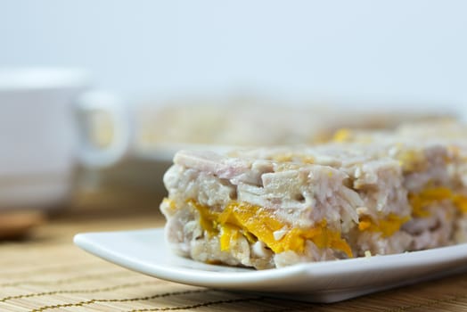 Chinese style homemade steamed yam pumpkin cake