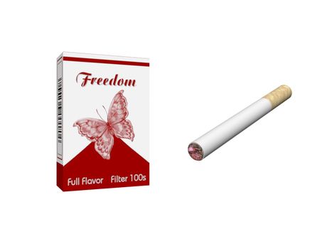 Smoking cigarette red isolated on white background - 3d rendering