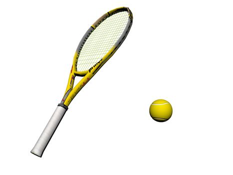 tennis racket yellow equipment icon illustration design - 3d rendering