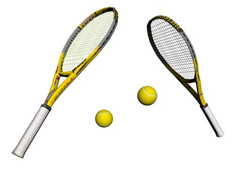 tennis racket yellow equipment icon illustration design - 3d rendering