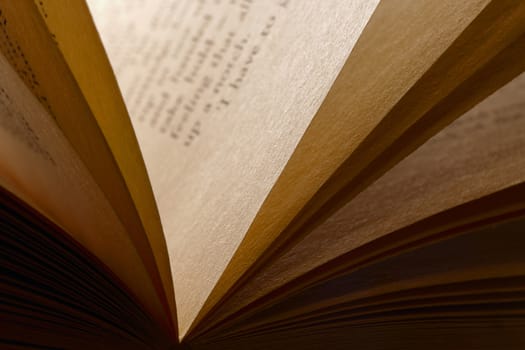 close-up of a book with a blurry text