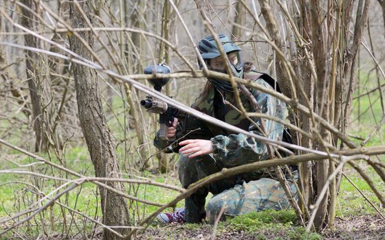 Paintball player under attack in forest