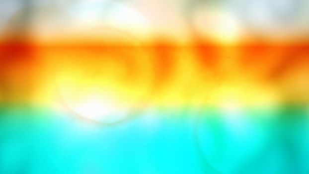 An optimistic 3d rendering of turquoise, orange, brown and white colors in a defocused option. The blurred spots and stripes impose on each other in a cheerful way.