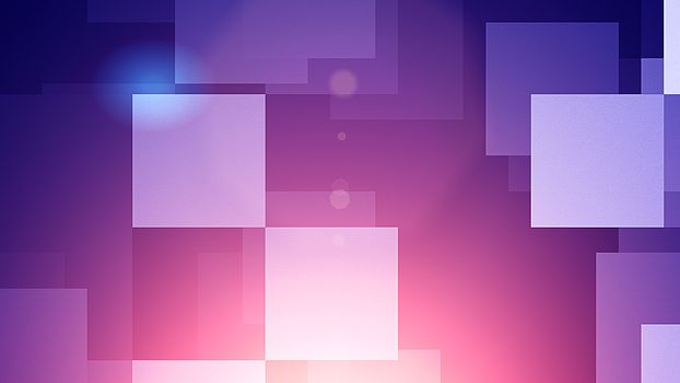 An inspiring 3d rendering of big bright blue and white squares in the black background. The colors play in an optimistic way. It looks like disco style illumination.