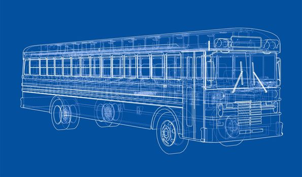 School bus outline. 3d illustration. Transportation concept