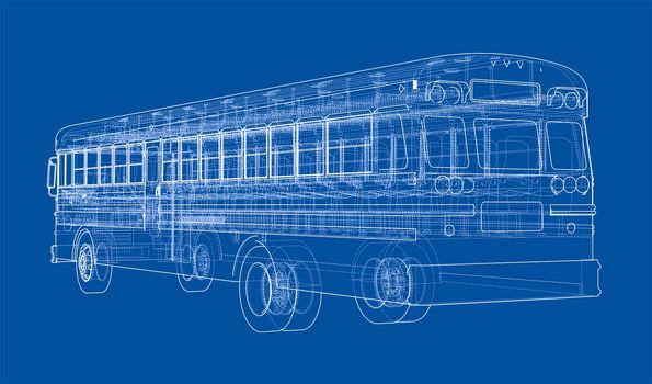 School bus outline. 3d illustration. Transportation concept