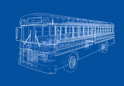 School bus outline. 3d illustration. Transportation concept