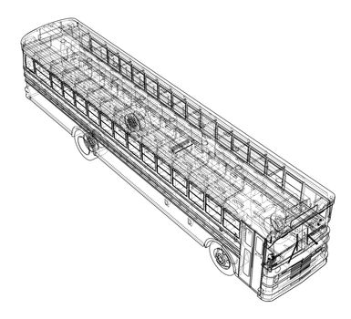 School bus outline. 3d illustration. Transportation concept