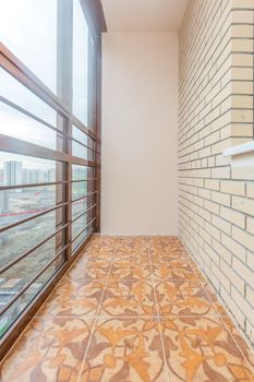 Small balcony interior in modern apartment building