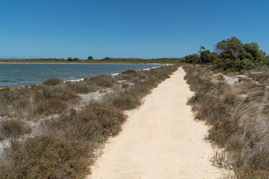 Trekking trail close to lake Thetis in the Nambung National Park, Western Australia
