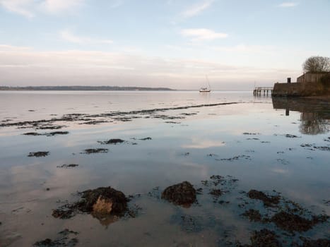 open ocean bay of water day sky sea coast no people boats fresh; essex; england; uk