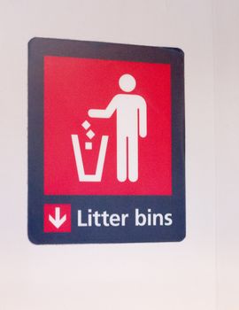 train sign litter bins icon wall close up macro detail; essex; england; uk