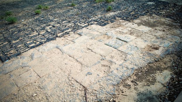 Close-up view to Ruins of Processional street of ancient Babylon, Hillah, Iraq