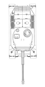 Blueprint or sketch of realistic tank. 3d illustration